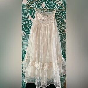 Zara White Lace Dress with crochet detail Cotton Sz L nwot